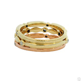 Uneek 14k Yellow and Rose Gold Stackable 3-Row Eternity Band Diamonds Size 6.5 $2800 Retail