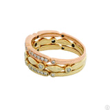 Uneek 14k Yellow and Rose Gold Stackable 3-Row Eternity Band Diamonds Size 6.5 $2800 Retail