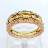 Uneek 14k Yellow and Rose Gold Stackable 3-Row Eternity Band Diamonds Size 6.5 $2800 Retail