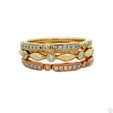 Uneek 14k Yellow and Rose Gold Stackable 3-Row Eternity Band Diamonds Size 6.5 $2800 Retail