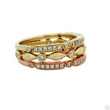 Uneek 14k Yellow and Rose Gold Stackable 3-Row Eternity Band Diamonds Size 6.5 $2800 Retail