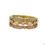 Uneek 14k Yellow and Rose Gold Stackable 3-Row Eternity Band Diamonds Size 6.5 $2800 Retail