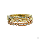 Uneek 14k Yellow and Rose Gold Stackable 3-Row Eternity Band Diamonds Size 6.5 $2800 Retail