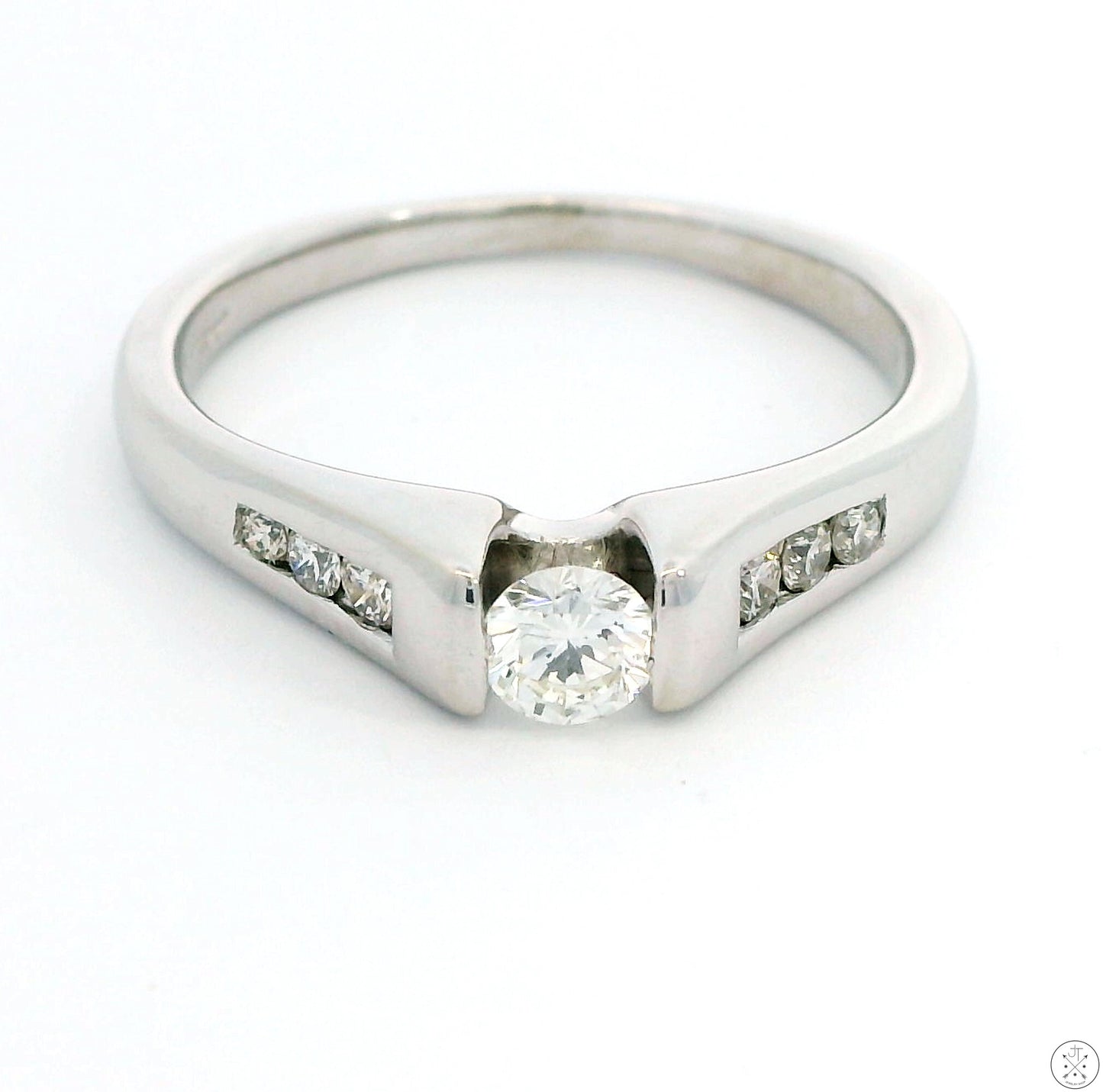 14k White Gold Engagement Ring with .37 ctw Diamonds Size 7.5 Love Story