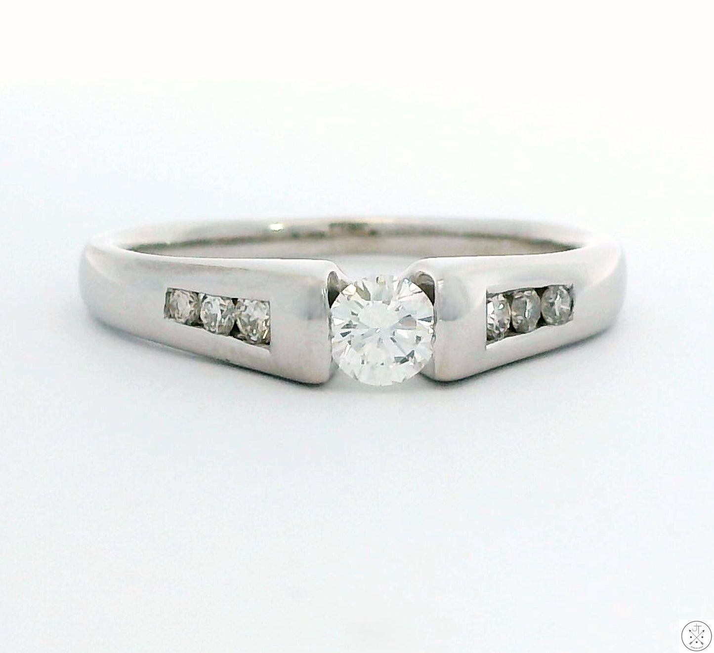 14k White Gold Engagement Ring with .37 ctw Diamonds Size 7.5 Love Story