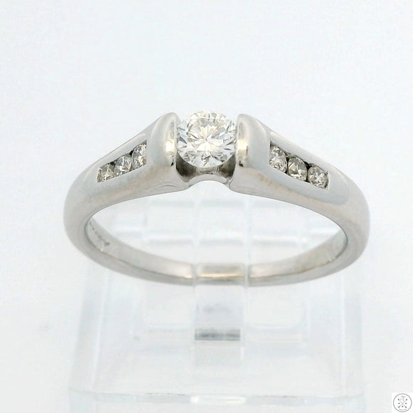 14k White Gold Engagement Ring with .37 ctw Diamonds Size 7.5 Love Story