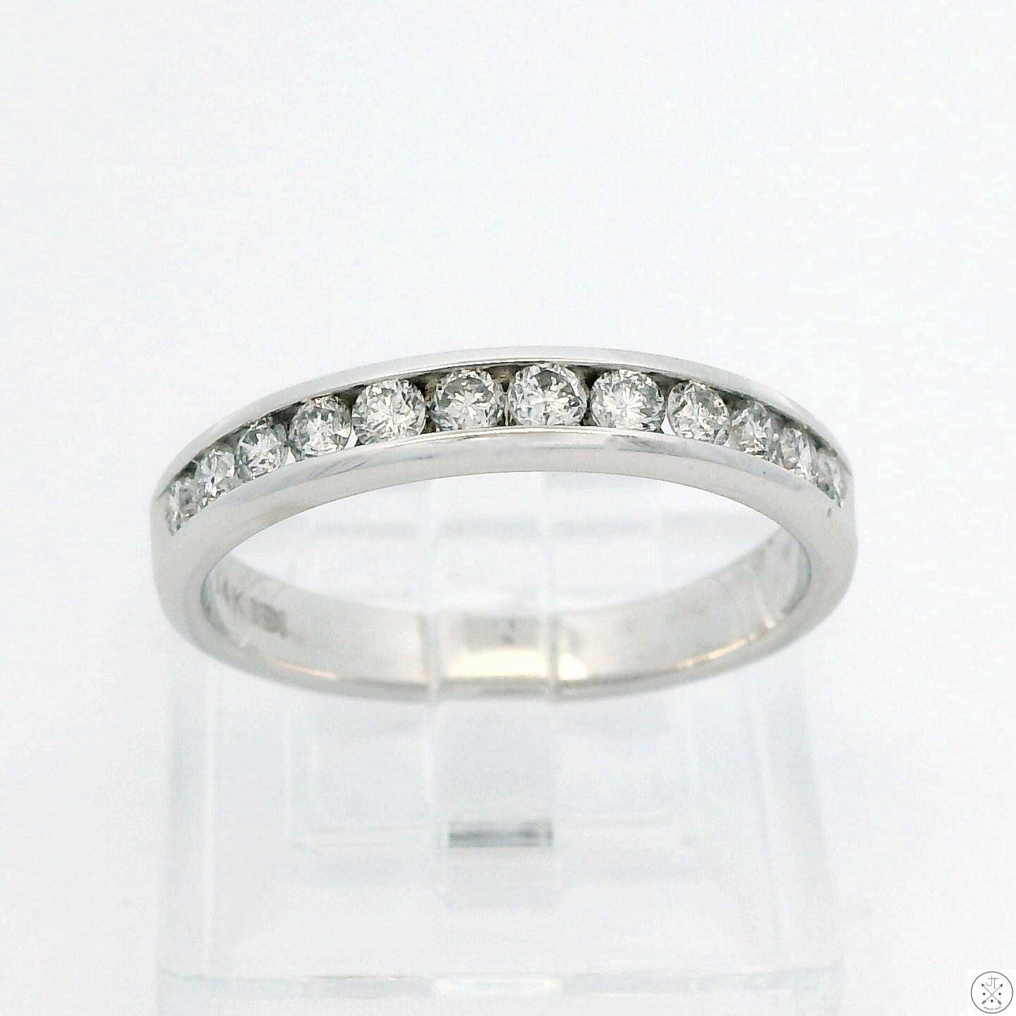14k White Gold 3.5 mm Band with 1/2 ctw Diamonds Size 8