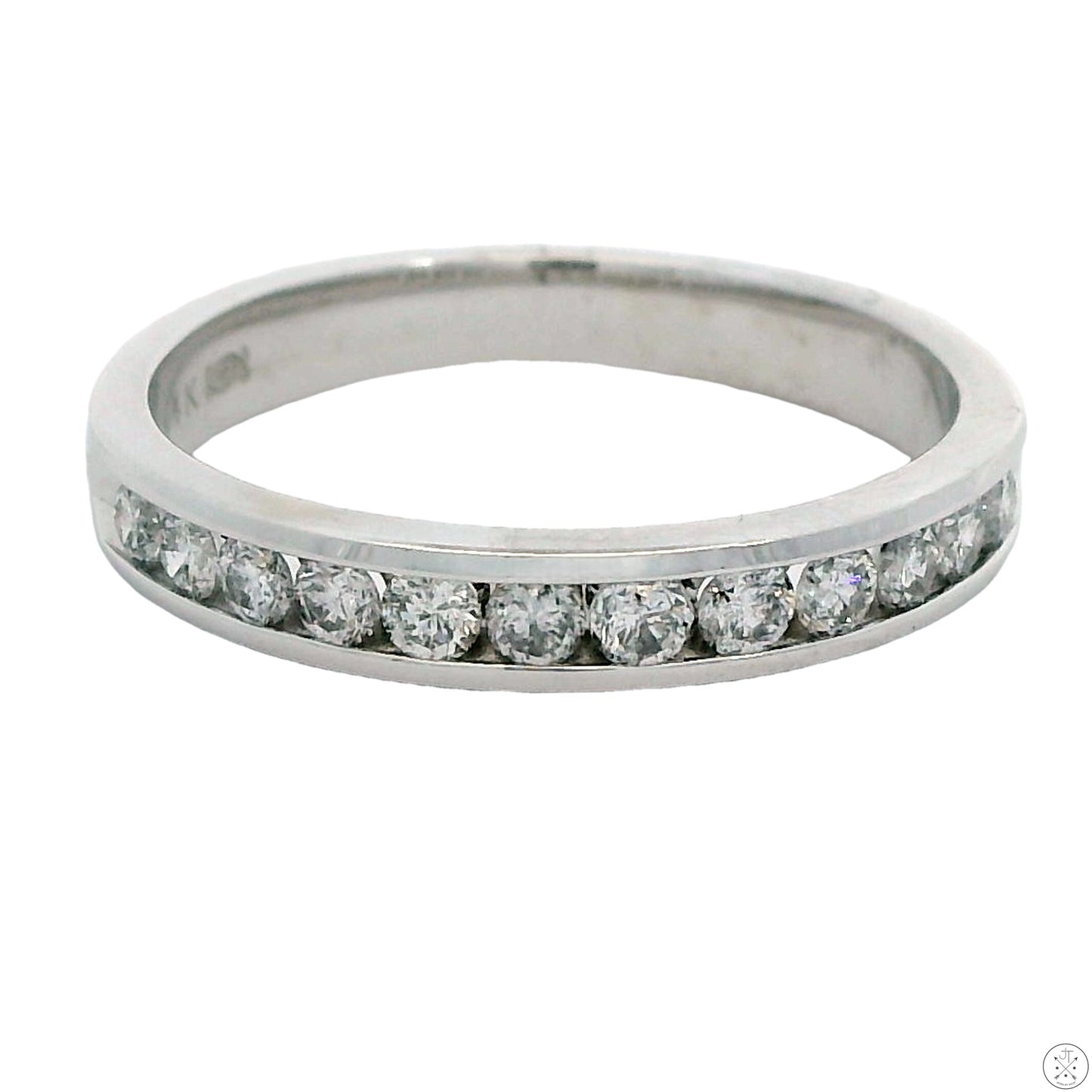 14k White Gold 3.5 mm Band with 1/2 ctw Diamonds Size 8