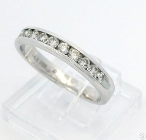 14k White Gold 3.5 mm Band with 1/2 ctw Diamonds Size 8