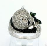 New Old Stock Sterling Silver Panda Ring Garnet Spinel Topaz Size 9