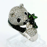 New Old Stock Sterling Silver Panda Ring Garnet Spinel Topaz Size 9