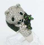 New Old Stock Sterling Silver Panda Ring Garnet Spinel Topaz Size 9