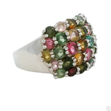 New Old Stock Sterling Silver Statement Ring with Tourmaline Size 10.25 Cluster