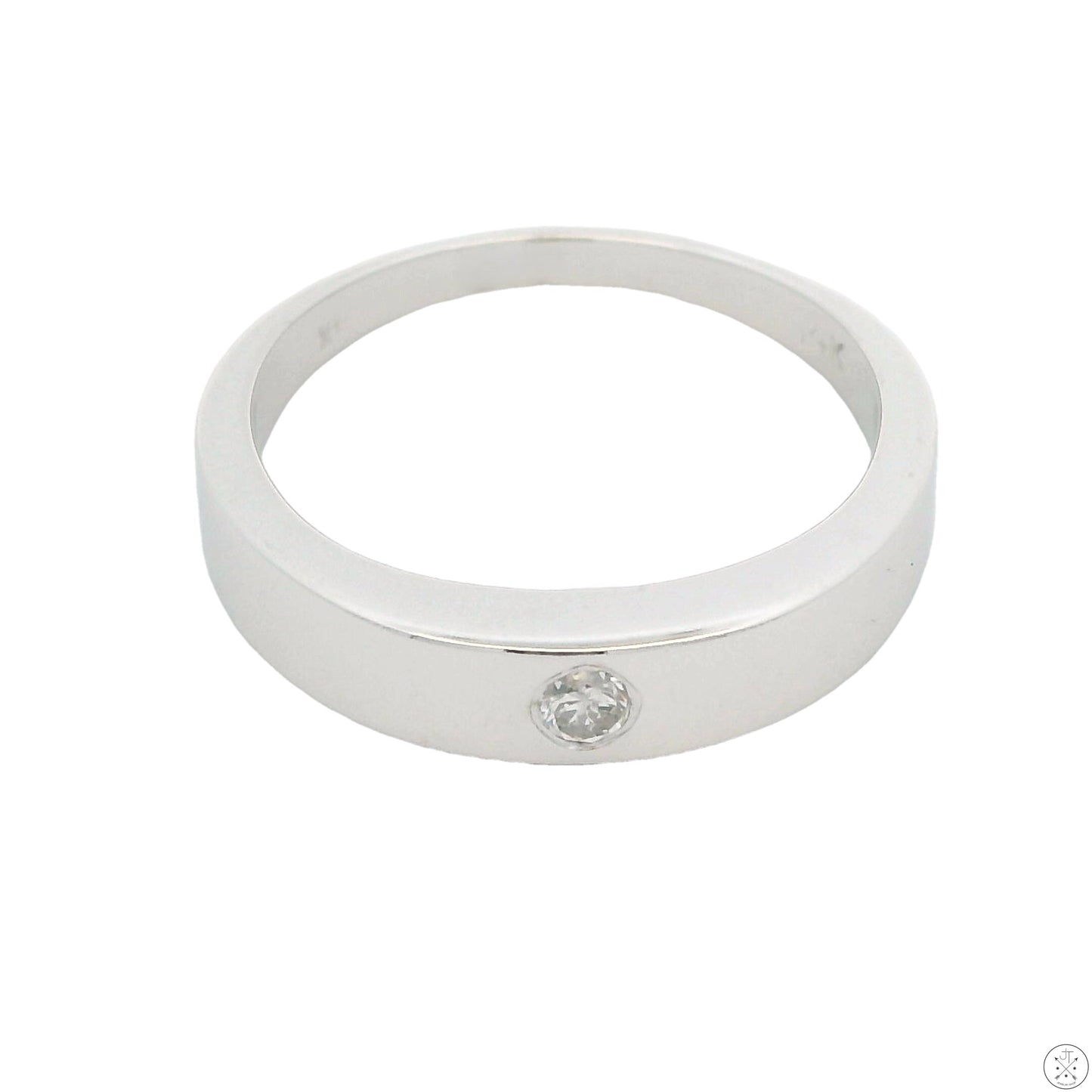 14k White Gold Band with .08 Carat Diamond Size 7