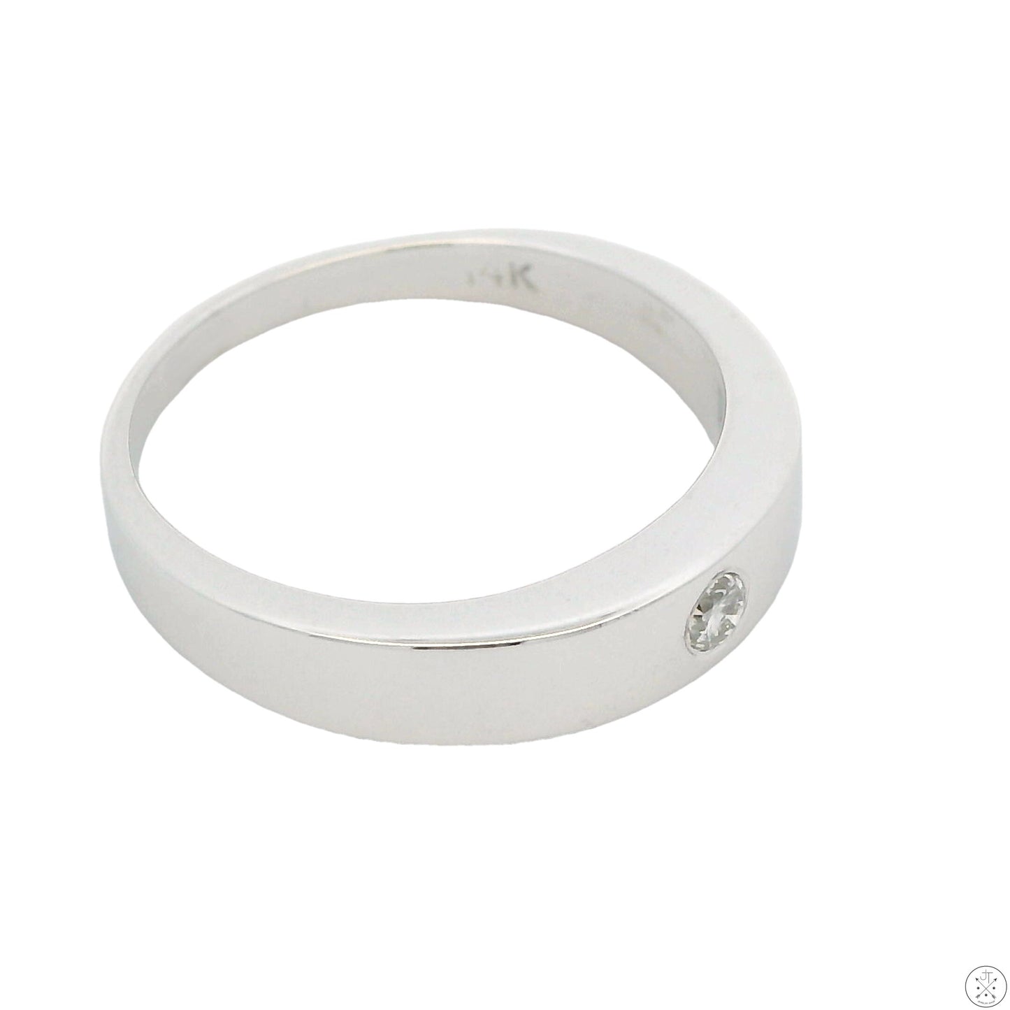 14k White Gold Band with .08 Carat Diamond Size 7