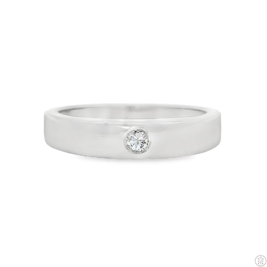 14k White Gold Band with .08 Carat Diamond Size 7