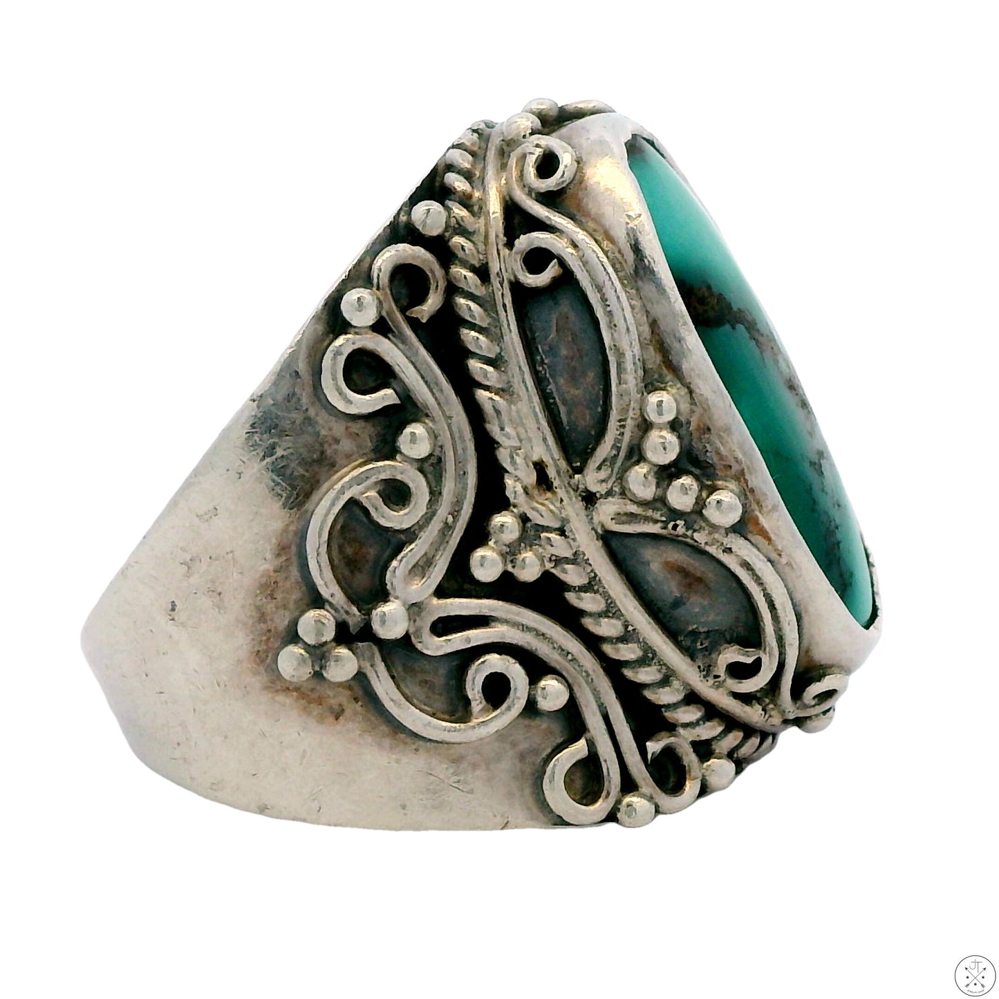 Vintage Sterling Silver Ring with Persian Turquoise Size 7