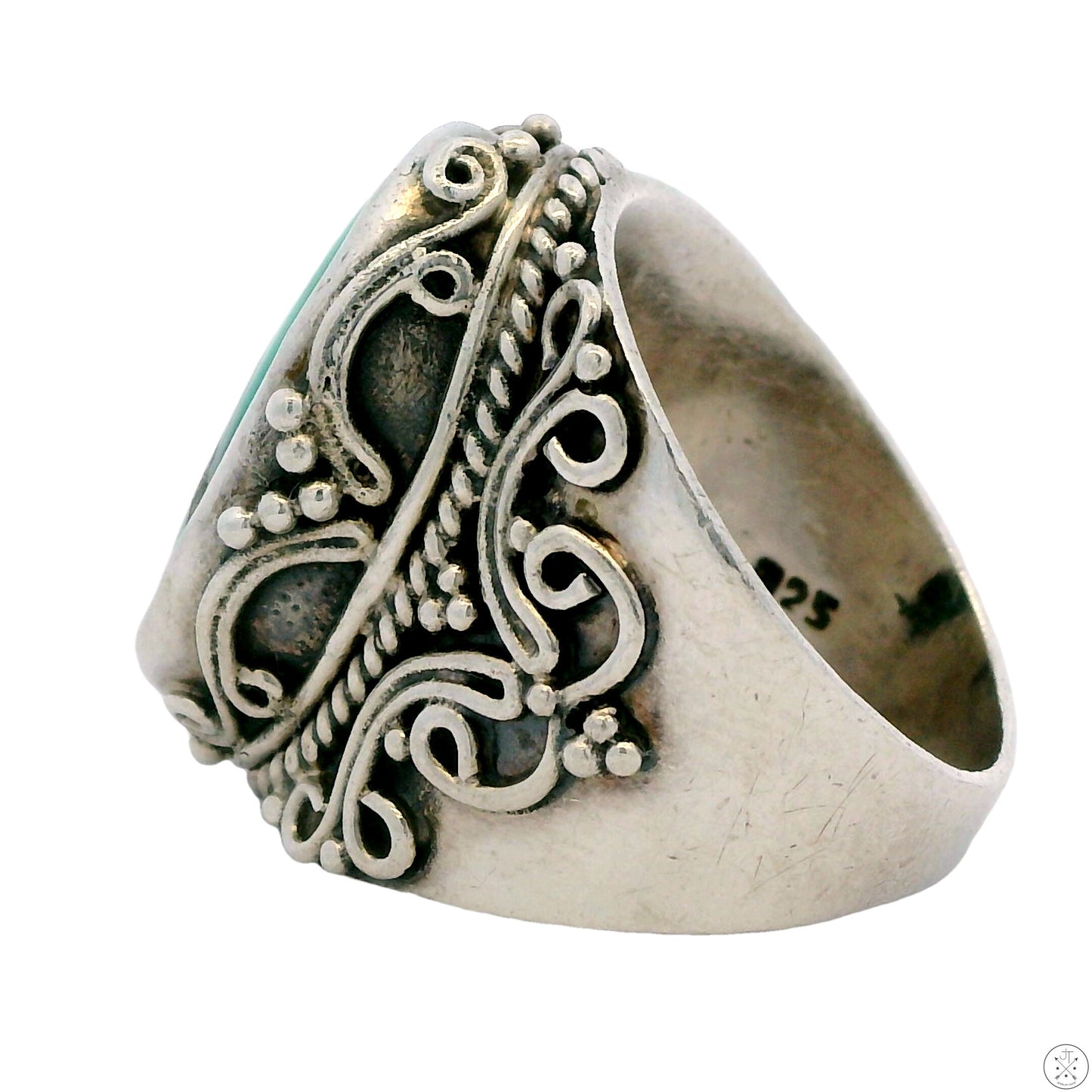 Vintage Sterling Silver Ring with Persian Turquoise Size 7
