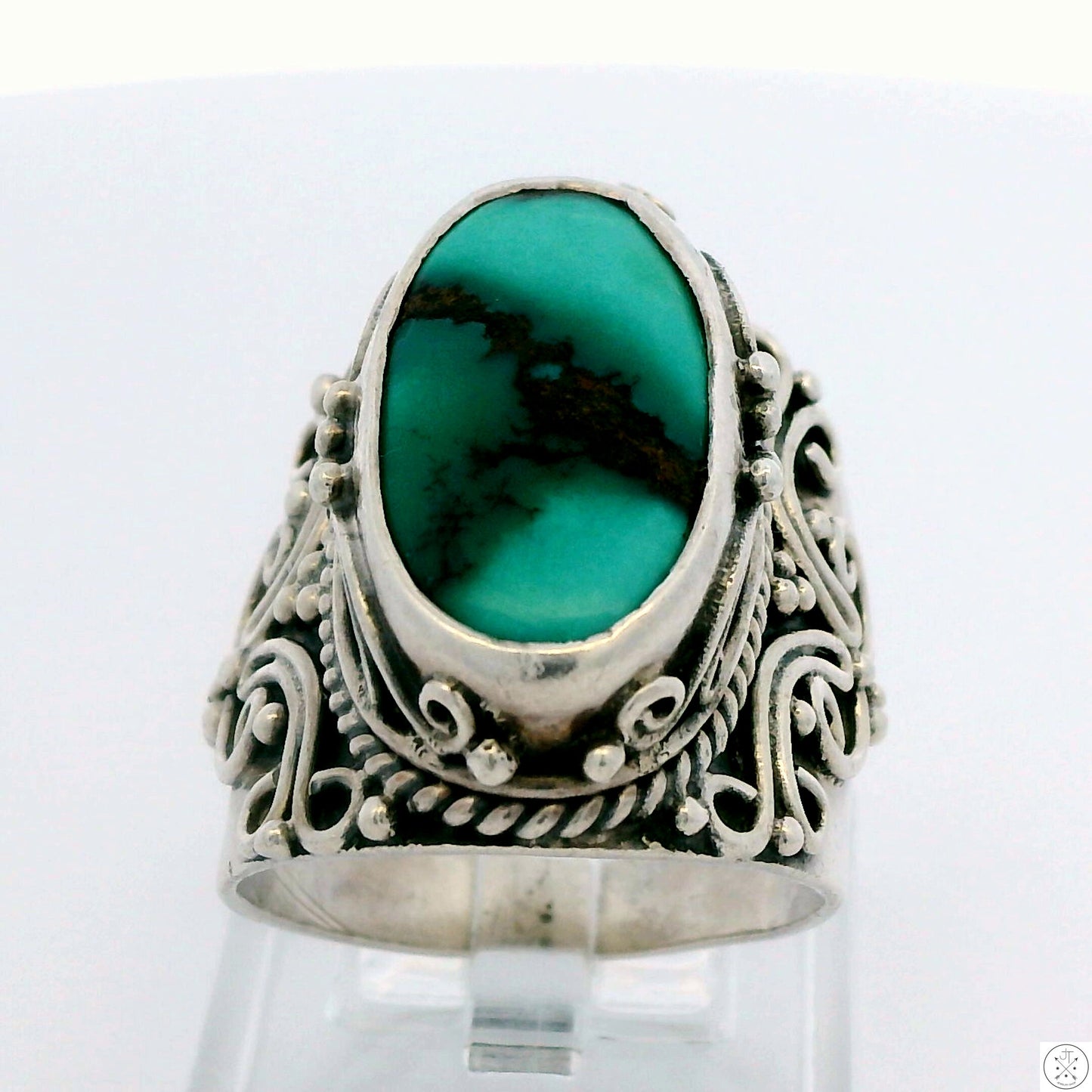 Vintage Sterling Silver Ring with Persian Turquoise Size 7