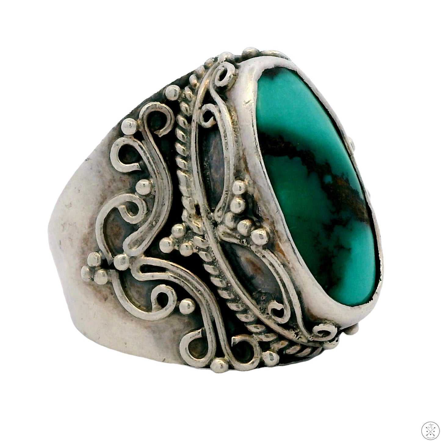 Vintage Sterling Silver Ring with Persian Turquoise Size 7