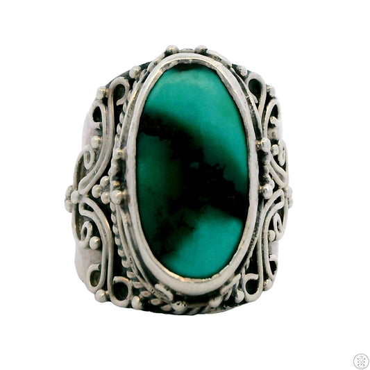 Vintage Sterling Silver Ring with Persian Turquoise Size 7