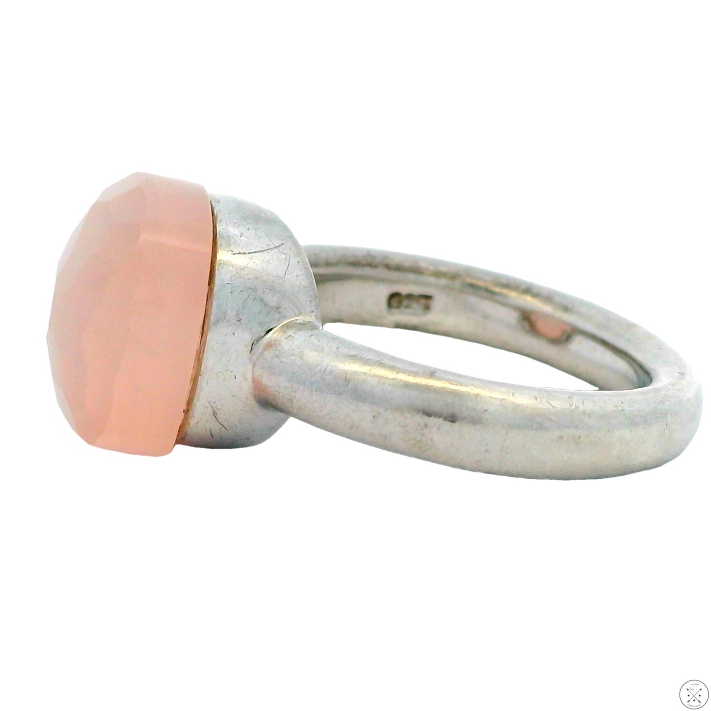 Vintage Sterling Silver Ring with Rose Quartz Size 7