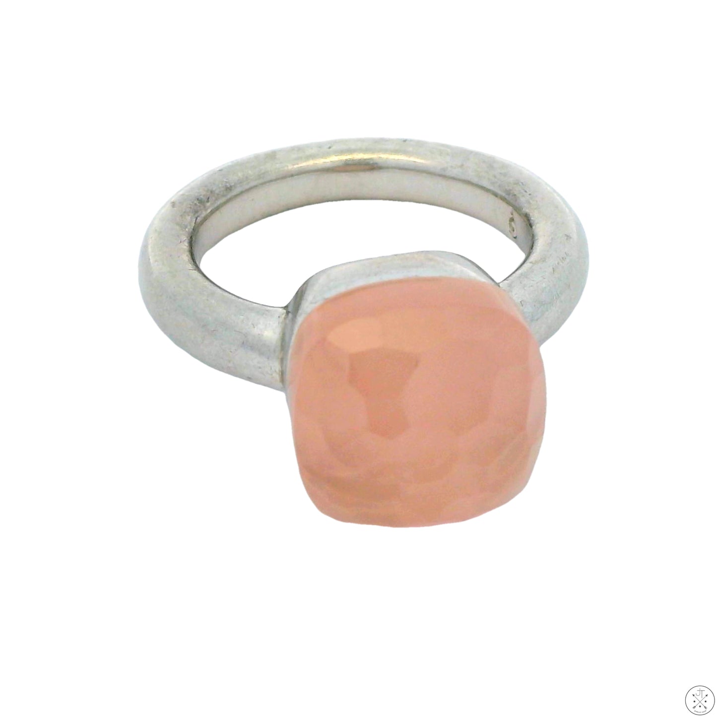 Vintage Sterling Silver Ring with Rose Quartz Size 7