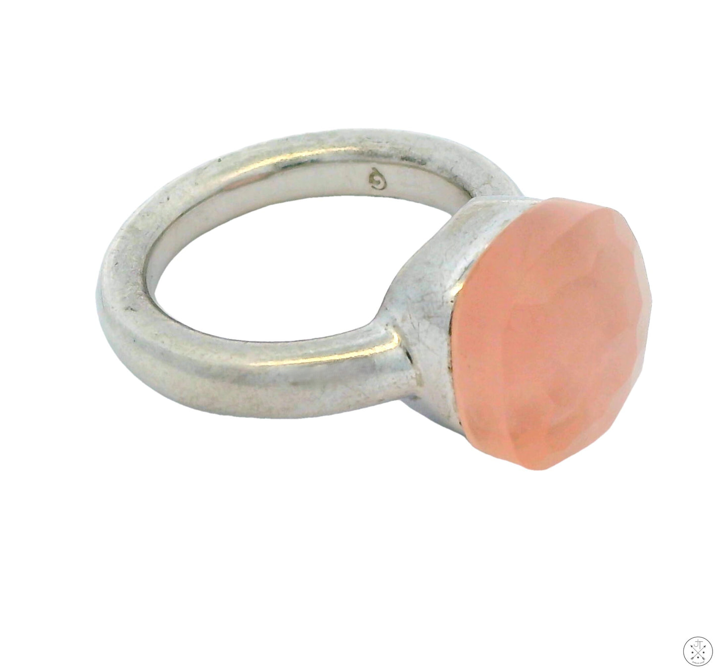 Vintage Sterling Silver Ring with Rose Quartz Size 7