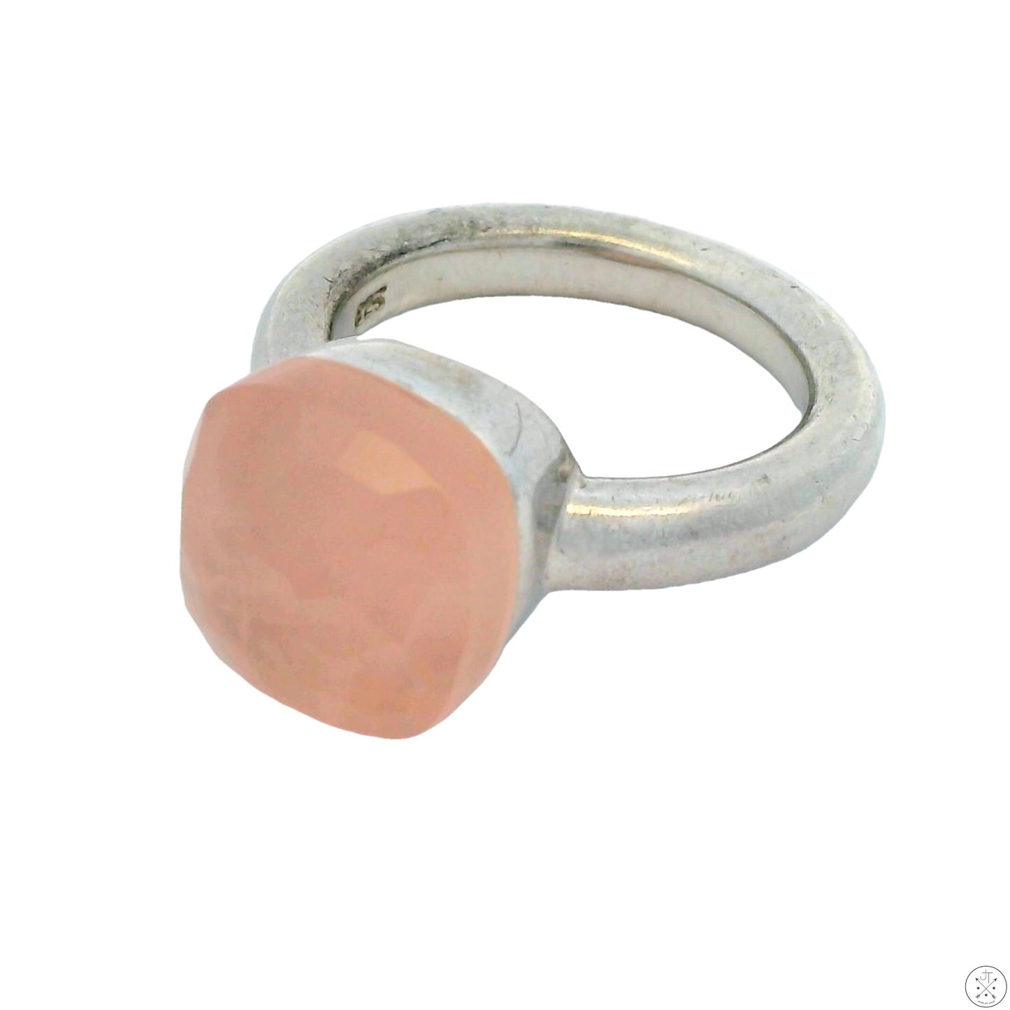 Vintage Sterling Silver Ring with Rose Quartz Size 7