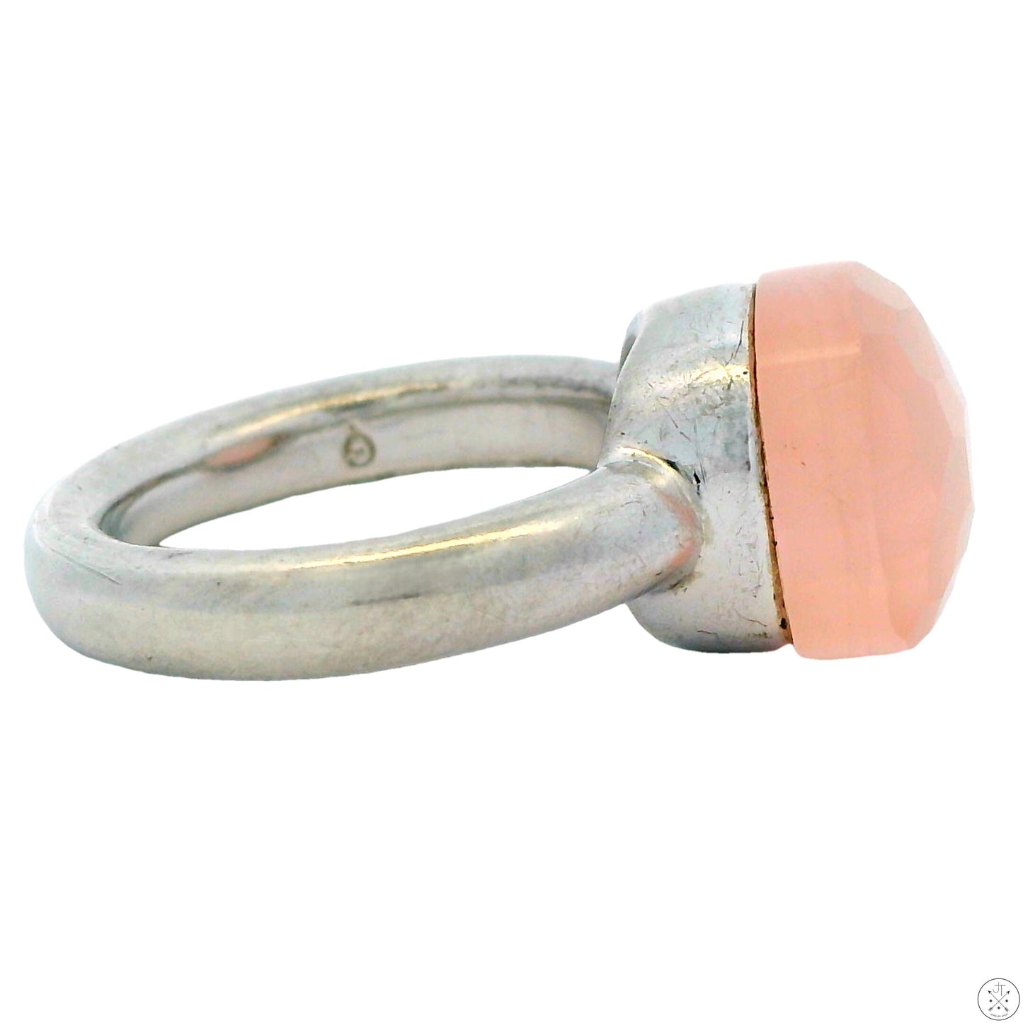 Vintage Sterling Silver Ring with Rose Quartz Size 7