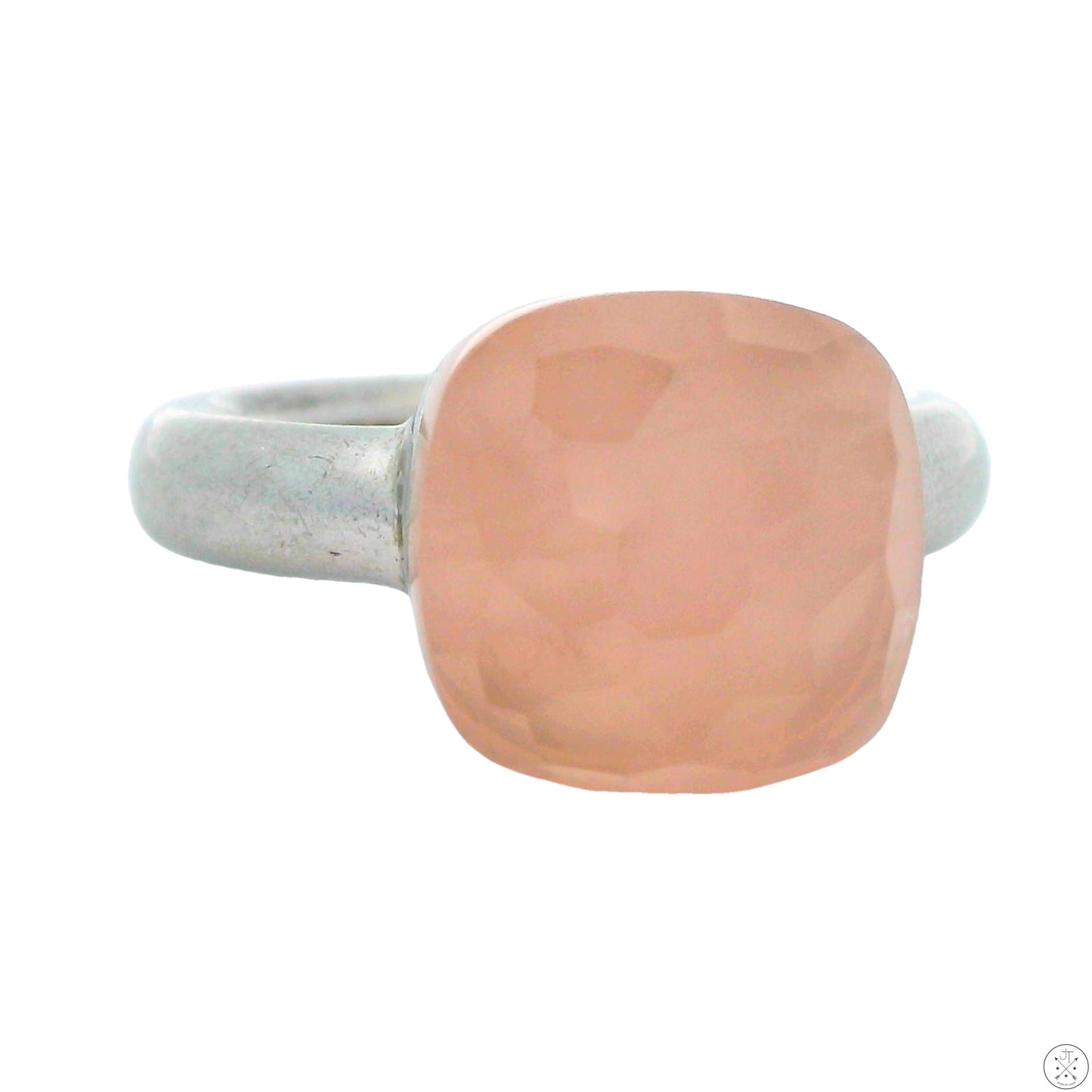 Vintage Sterling Silver Ring with Rose Quartz Size 7