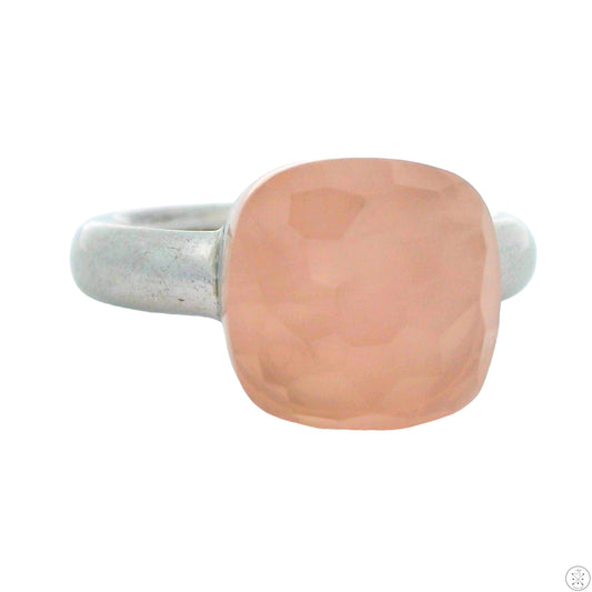 Vintage Sterling Silver Ring with Rose Quartz Size 7