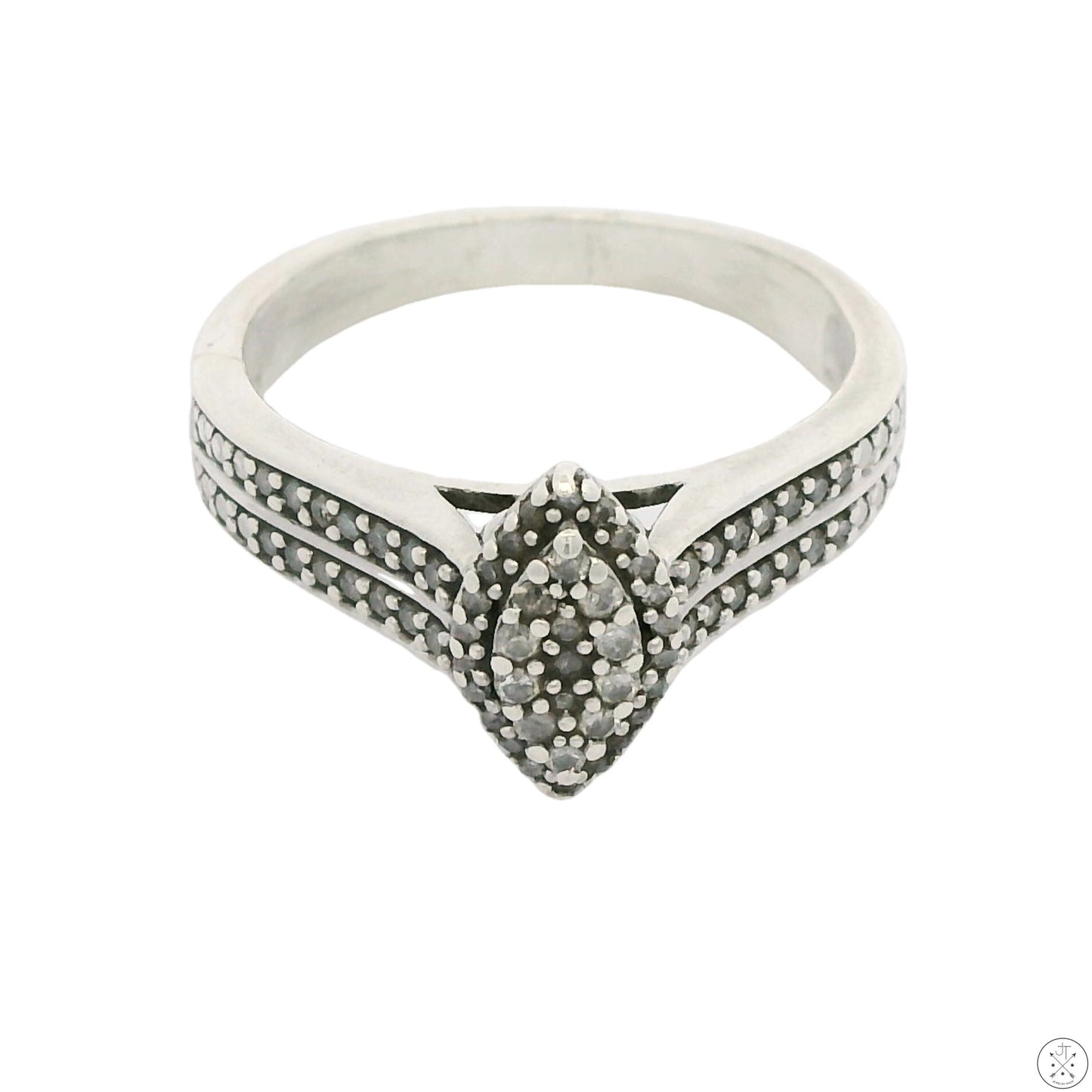 Vintage Sterling Silver Ring with .55 ctw Natural Diamonds Size 8.5