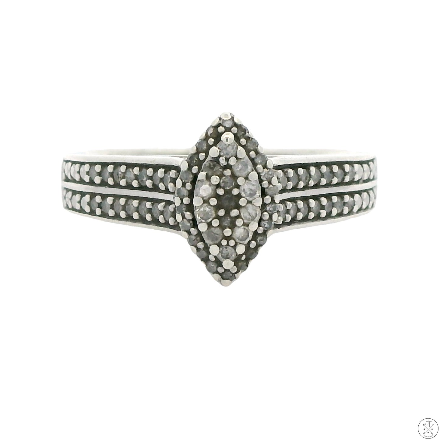 Vintage Sterling Silver Ring with .55 ctw Natural Diamonds Size 8.5