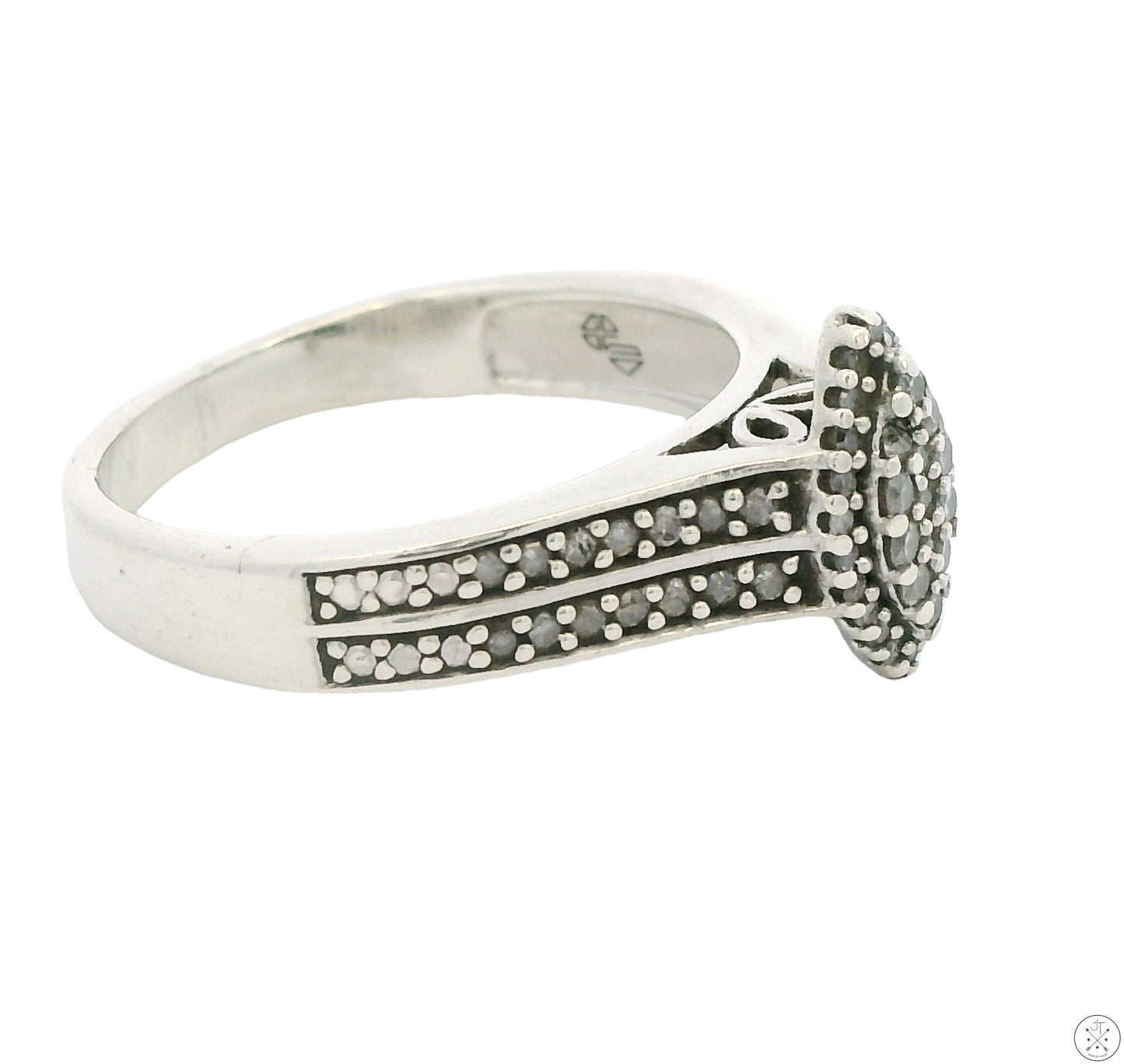 Vintage Sterling Silver Ring with .55 ctw Natural Diamonds Size 8.5