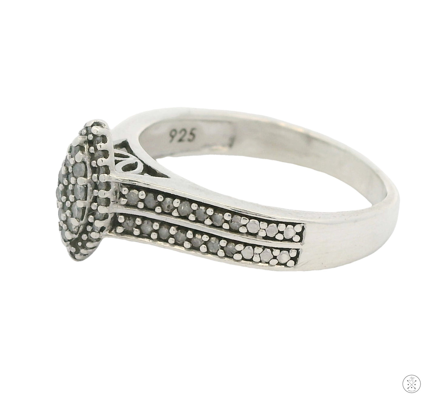 Vintage Sterling Silver Ring with .55 ctw Natural Diamonds Size 8.5