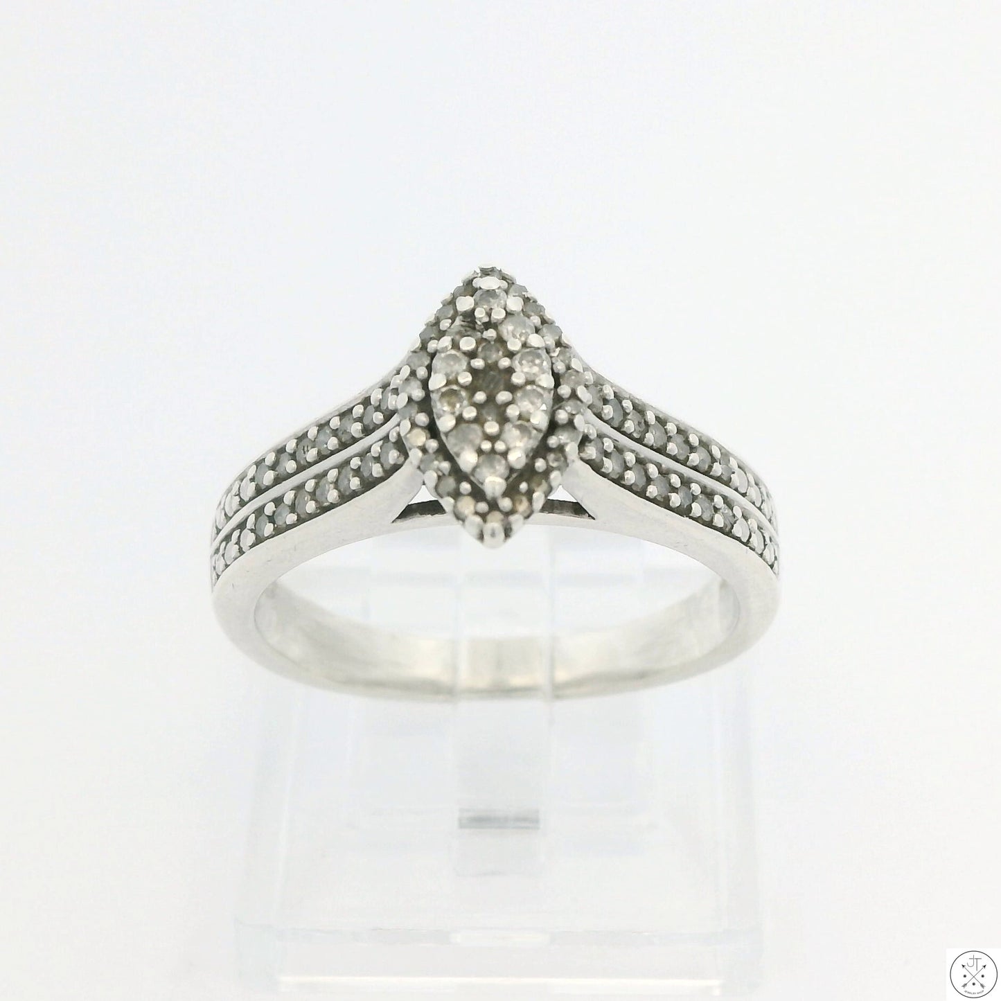 Vintage Sterling Silver Ring with .55 ctw Natural Diamonds Size 8.5