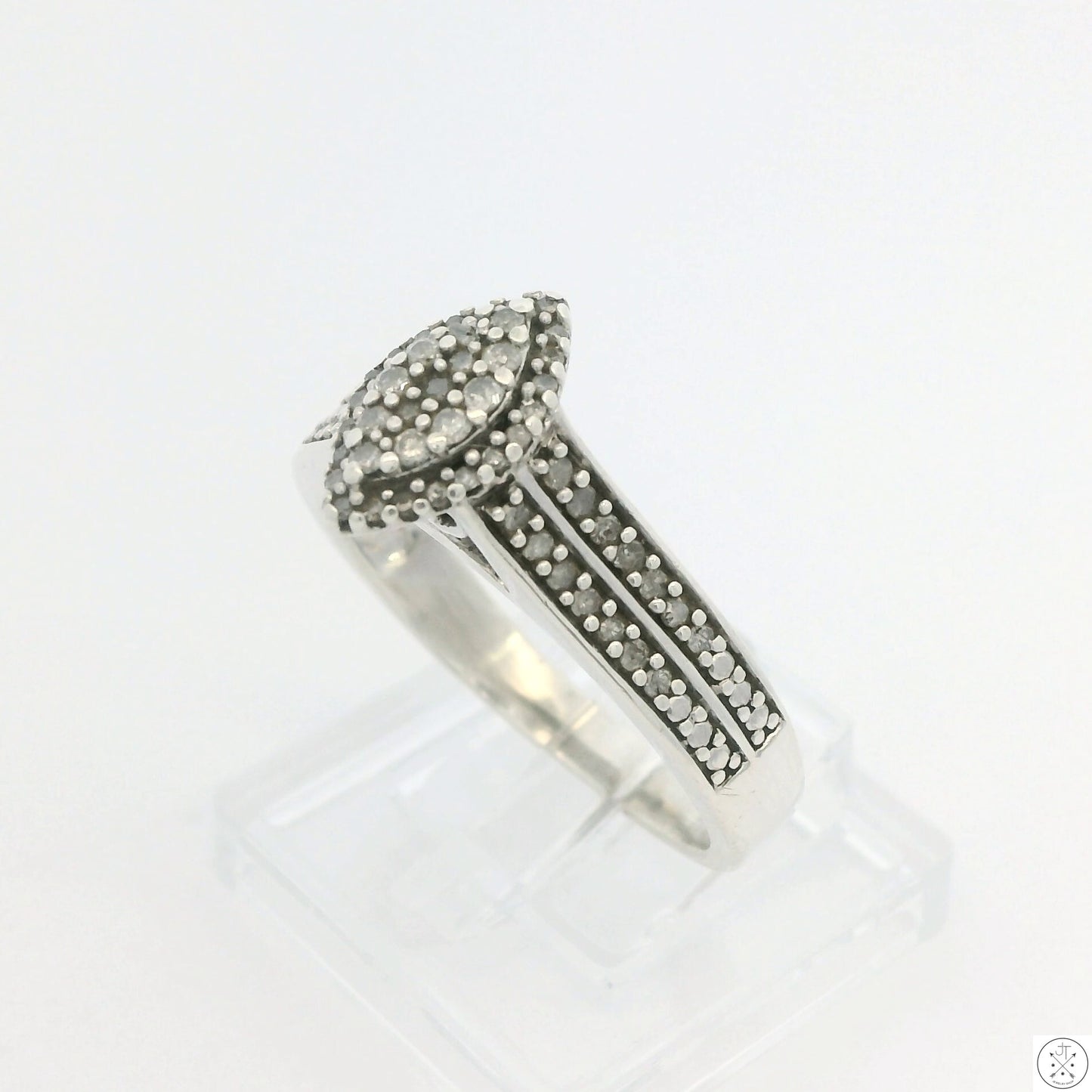 Vintage Sterling Silver Ring with .55 ctw Natural Diamonds Size 8.5