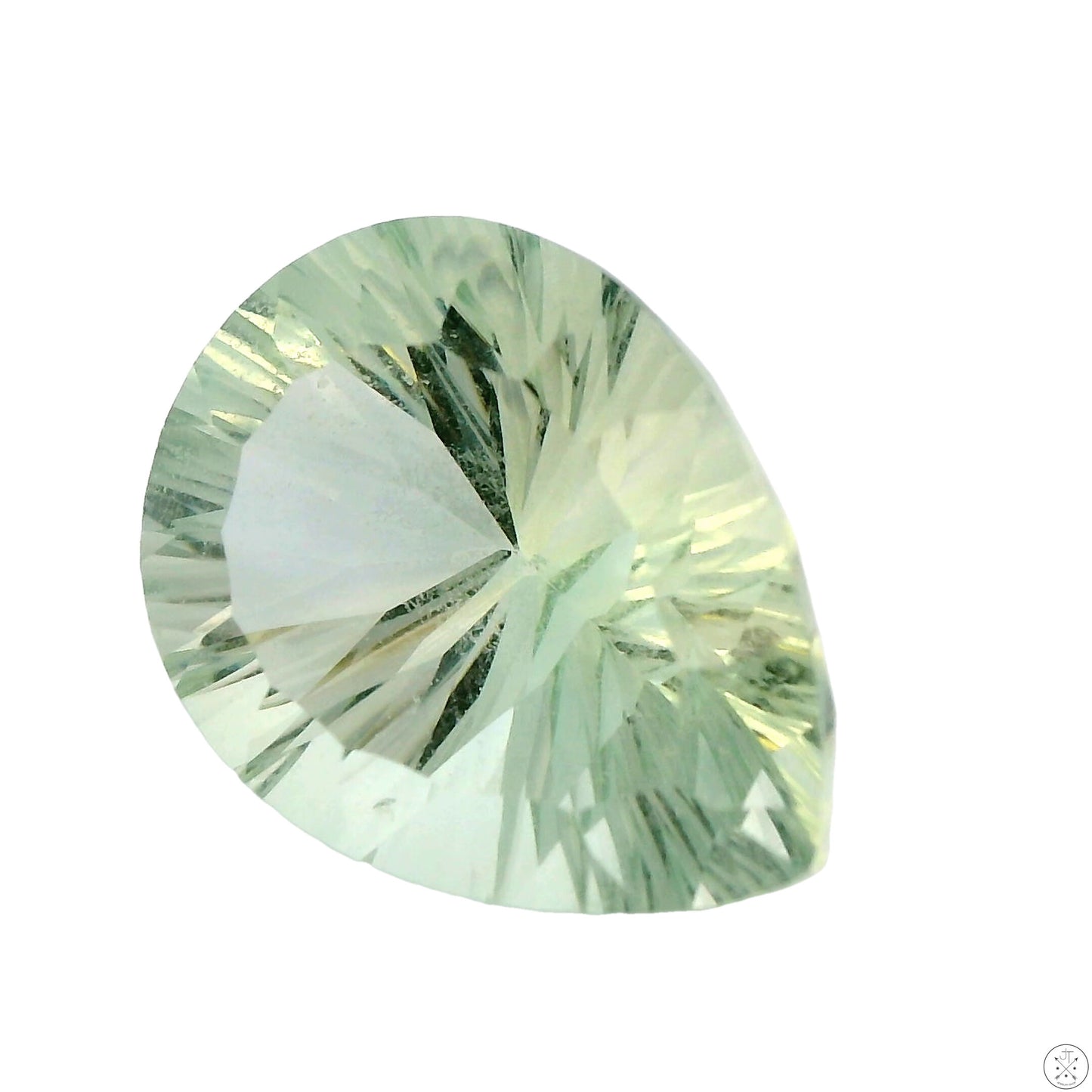 7.52 carat Natural Prasiolite Quartz 16 x 12 mm Pear Faceted Gemstone Teardrop Loose