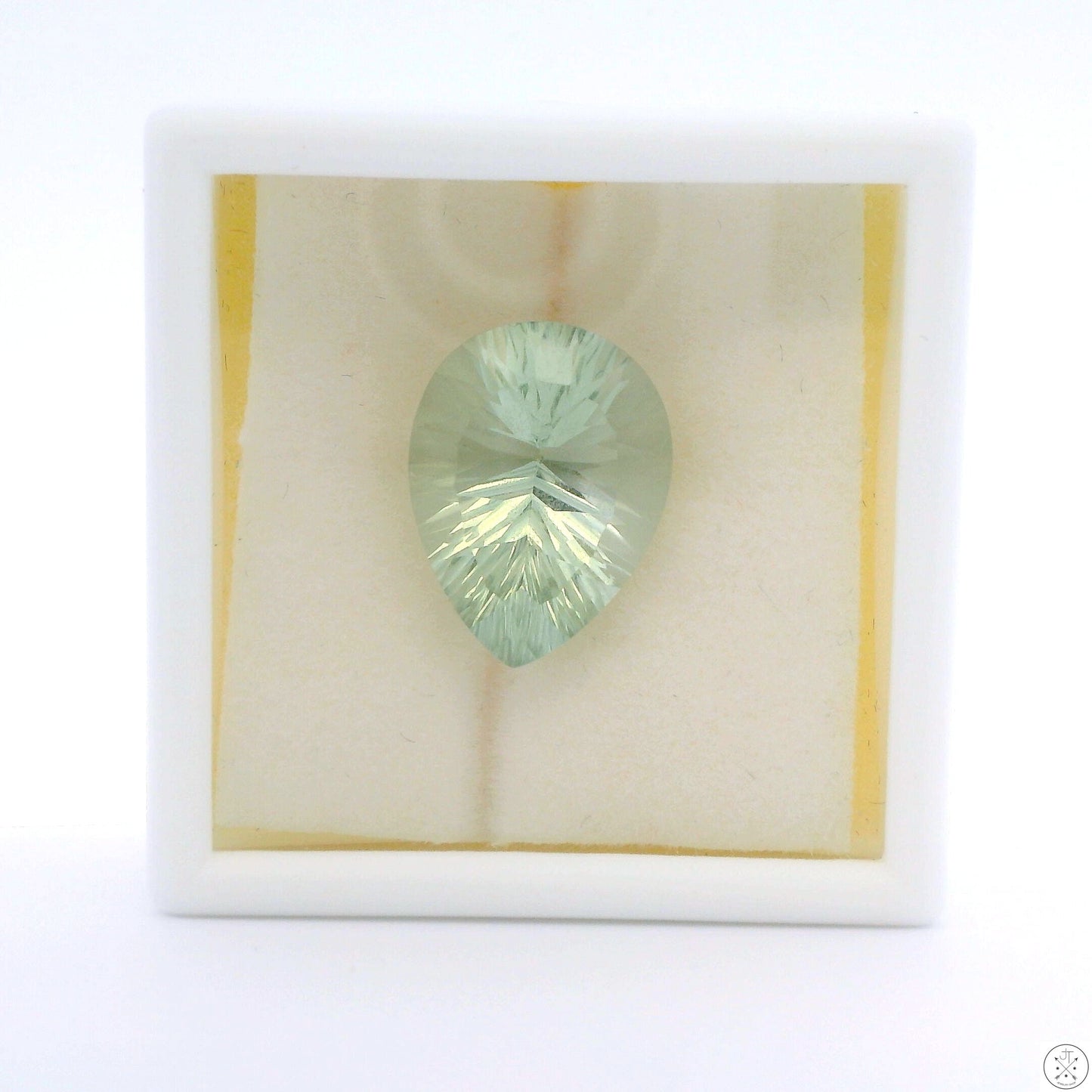 7.52 carat Natural Prasiolite Quartz 16 x 12 mm Pear Faceted Gemstone Teardrop Loose