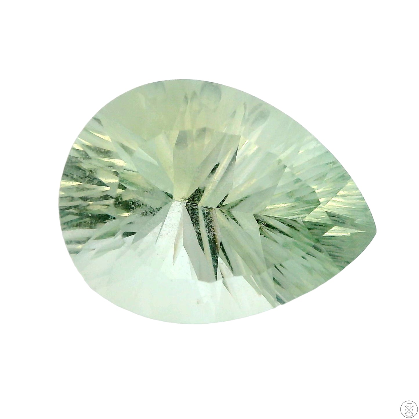 7.52 carat Natural Prasiolite Quartz 16 x 12 mm Pear Faceted Gemstone Teardrop Loose
