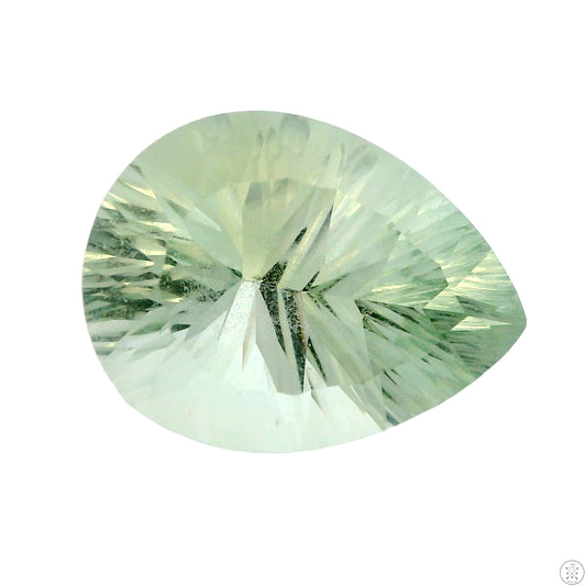 7.52 carat Natural Prasiolite Quartz 16 x 12 mm Pear Faceted Gemstone Teardrop Loose