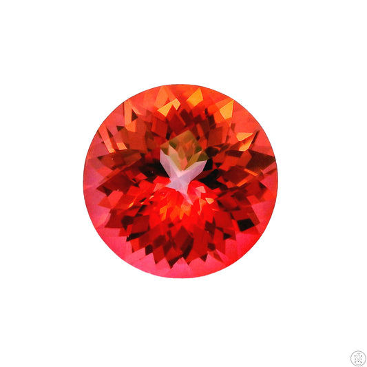 6.73 Carat Natural Treated Salmon Topaz 12 mm Round Faceted Gemstone Loose Pink