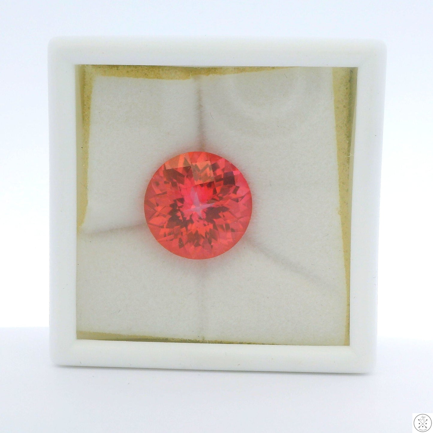 6.73 Carat Natural Treated Salmon Topaz 12 mm Round Faceted Gemstone Loose Pink