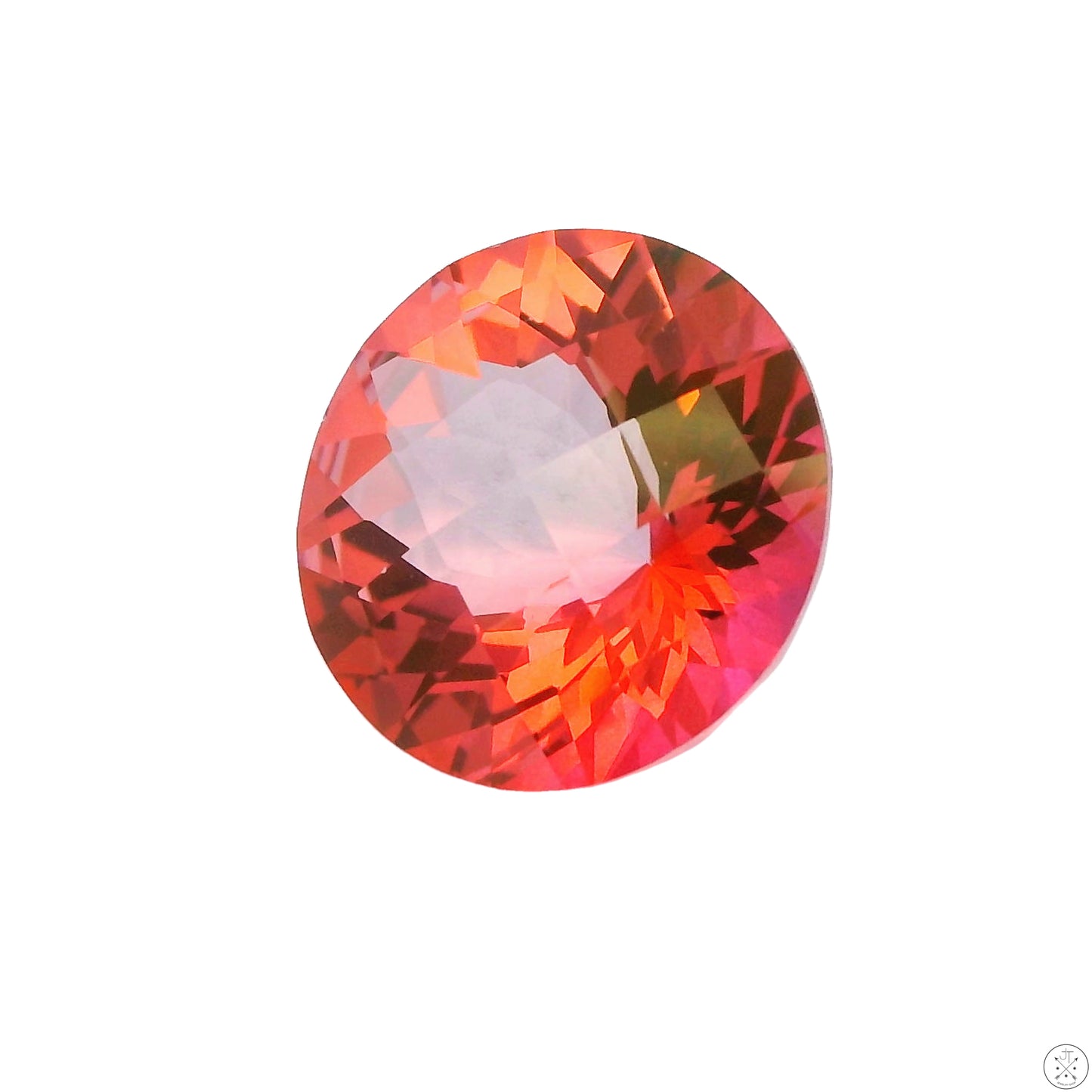6.73 Carat Natural Treated Salmon Topaz 12 mm Round Faceted Gemstone Loose Pink