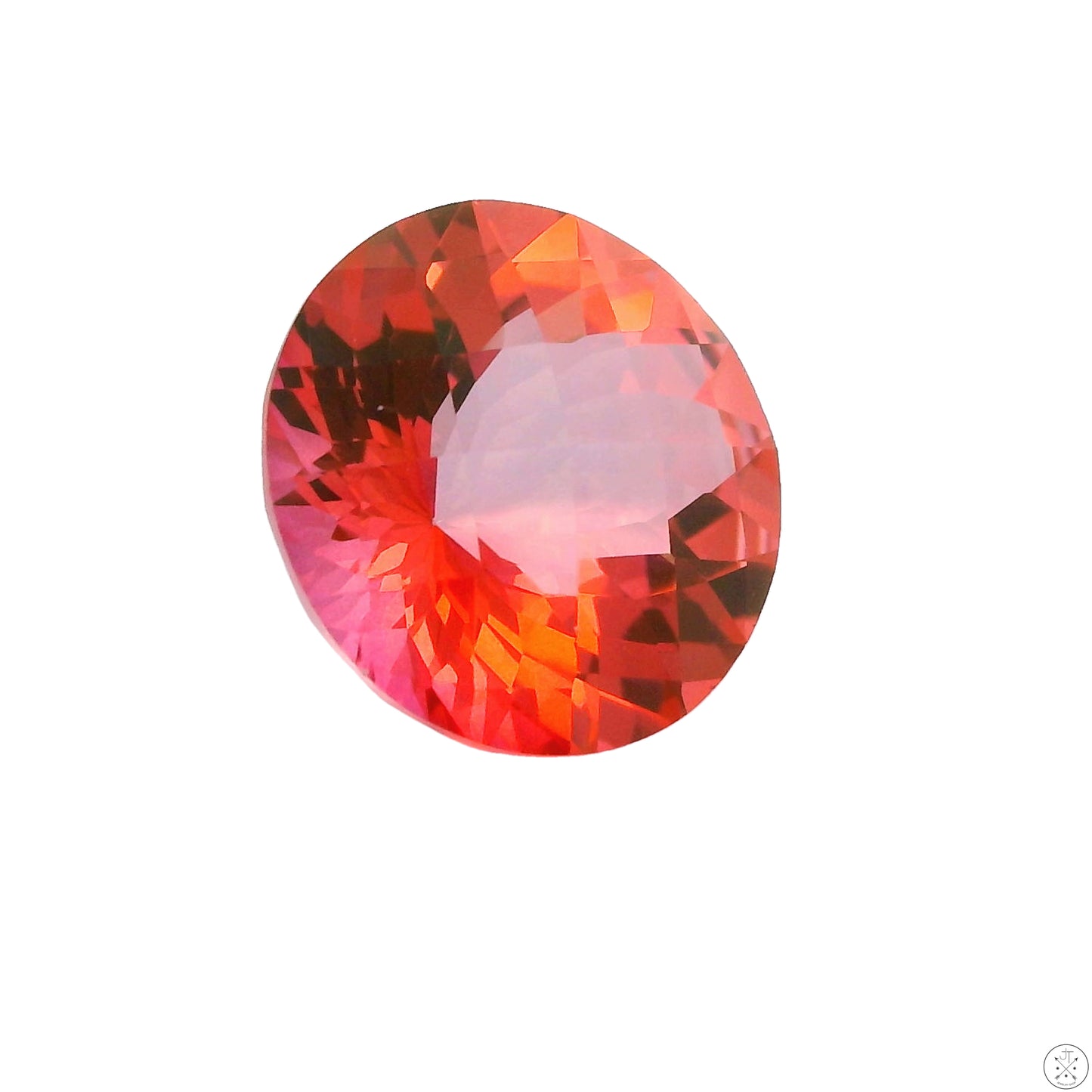6.73 Carat Natural Treated Salmon Topaz 12 mm Round Faceted Gemstone Loose Pink