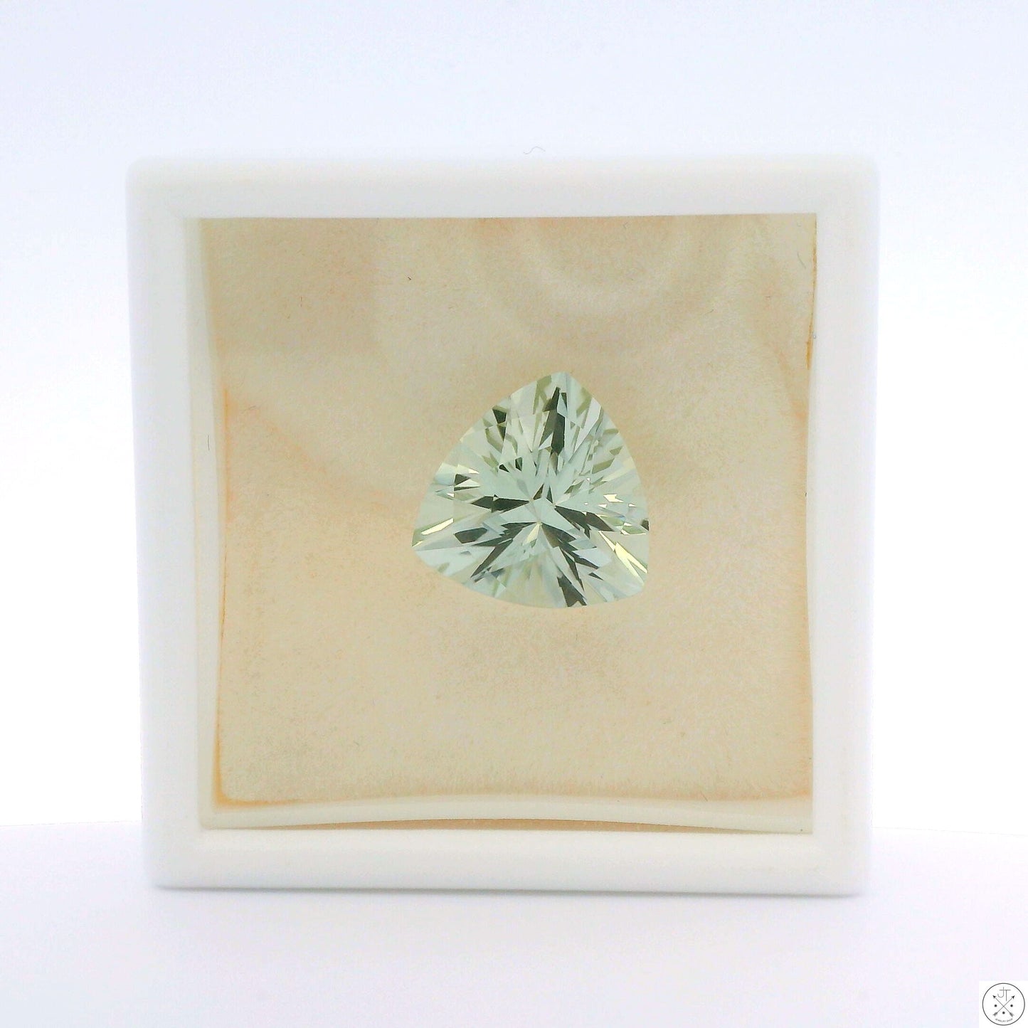 4.75 carat Natural Prasiolite Quartz 12 mm Trillion Faceted Gemstone Loose Brazil