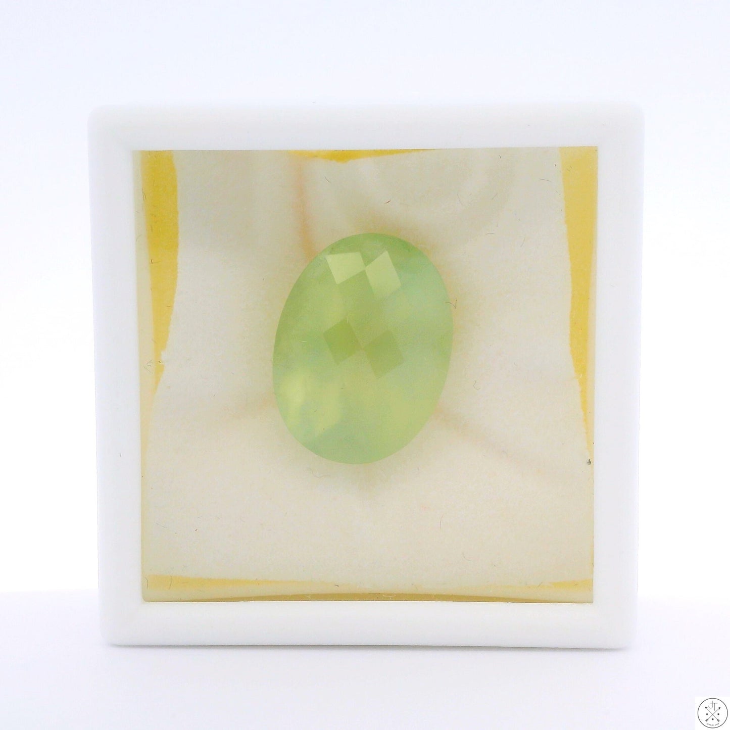10.21 carat Natural Prehnite 16x12 mm Oval Checkerboard Faceted Gemstone Loose