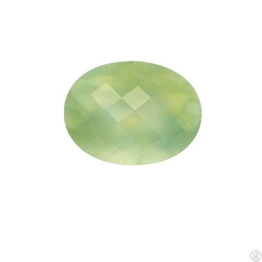 10.21 carat Natural Prehnite 16x12 mm Oval Checkerboard Faceted Gemstone Loose