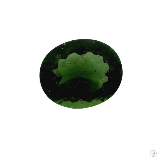 4.11 Carat Natural Moldavite 12 x 10 mm Oval Faceted Gemstone